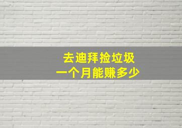 去迪拜捡垃圾一个月能赚多少