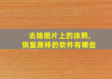 去除图片上的涂鸦,恢复原样的软件有哪些