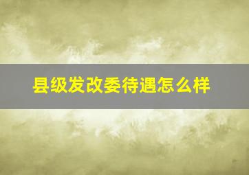 县级发改委待遇怎么样