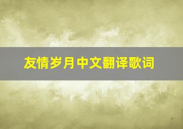 友情岁月中文翻译歌词