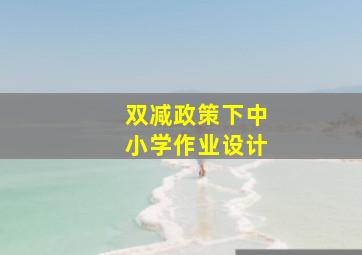 双减政策下中小学作业设计