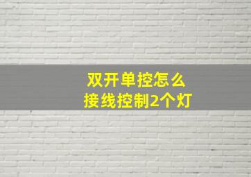 双开单控怎么接线控制2个灯