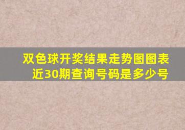 双色球开奖结果走势图图表近30期查询号码是多少号