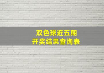 双色球近五期开奖结果查询表