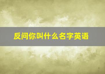 反问你叫什么名字英语