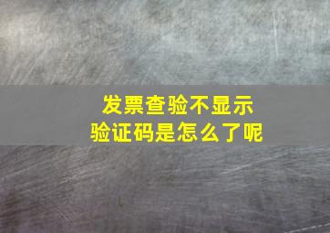 发票查验不显示验证码是怎么了呢