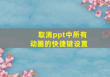 取消ppt中所有动画的快捷键设置