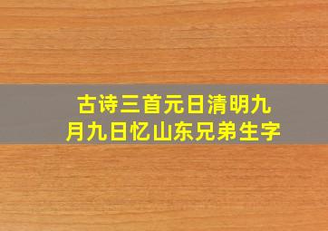 古诗三首元日清明九月九日忆山东兄弟生字