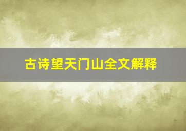 古诗望天门山全文解释