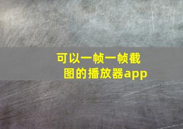 可以一帧一帧截图的播放器app