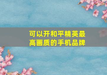 可以开和平精英最高画质的手机品牌