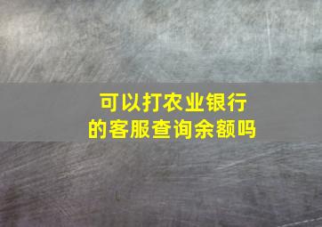 可以打农业银行的客服查询余额吗