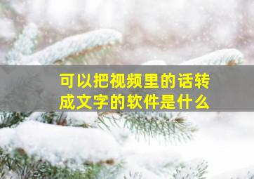 可以把视频里的话转成文字的软件是什么