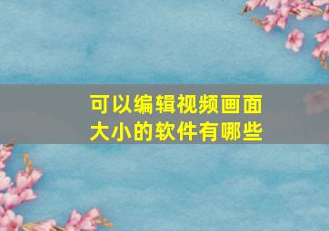 可以编辑视频画面大小的软件有哪些