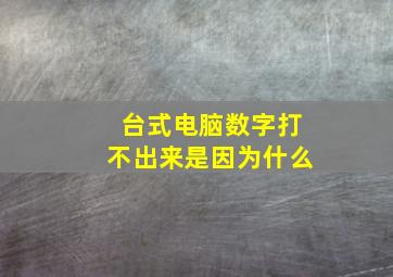 台式电脑数字打不出来是因为什么