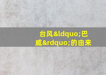 台风“巴威”的由来