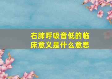 右肺呼吸音低的临床意义是什么意思