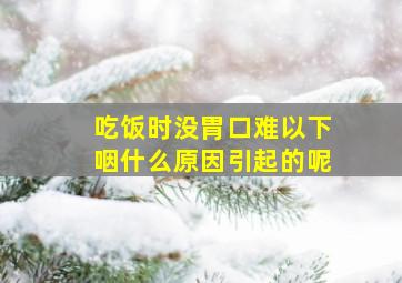 吃饭时没胃口难以下咽什么原因引起的呢