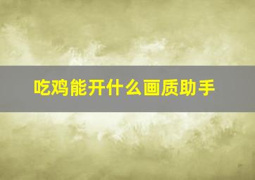 吃鸡能开什么画质助手