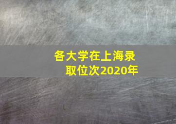 各大学在上海录取位次2020年