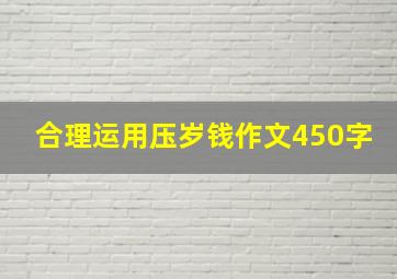 合理运用压岁钱作文450字