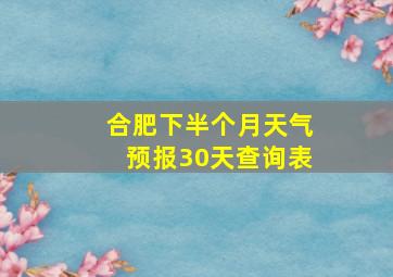 合肥下半个月天气预报30天查询表