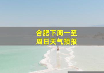 合肥下周一至周日天气预报