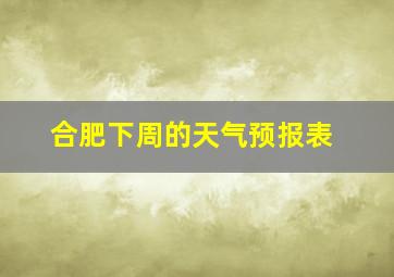 合肥下周的天气预报表