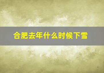 合肥去年什么时候下雪