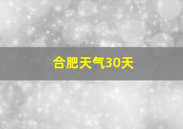 合肥天气30天