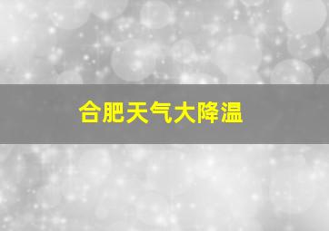 合肥天气大降温