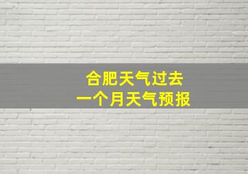 合肥天气过去一个月天气预报