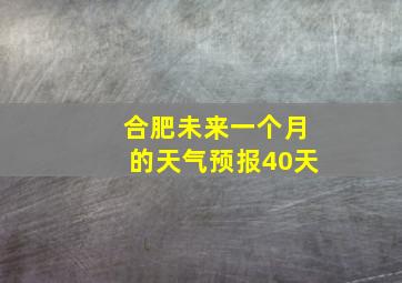 合肥未来一个月的天气预报40天