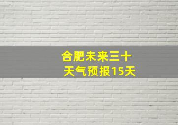 合肥未来三十天气预报15天