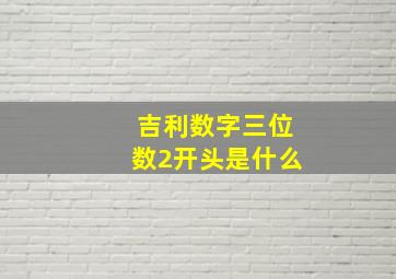 吉利数字三位数2开头是什么