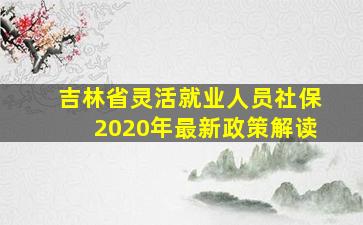 吉林省灵活就业人员社保2020年最新政策解读