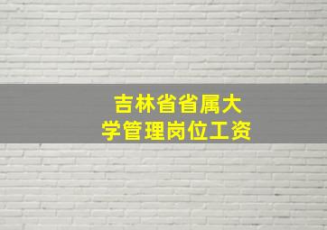 吉林省省属大学管理岗位工资