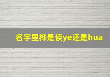 名字里桦是读ye还是hua