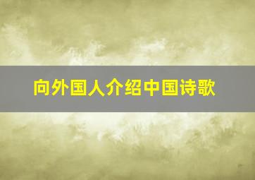 向外国人介绍中国诗歌