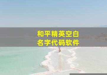 和平精英空白名字代码软件