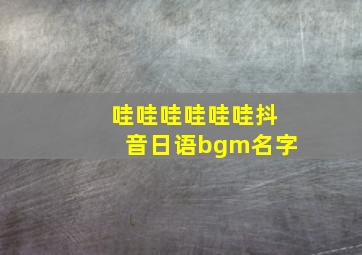 哇哇哇哇哇哇抖音日语bgm名字