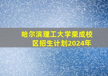 哈尔滨理工大学荣成校区招生计划2024年