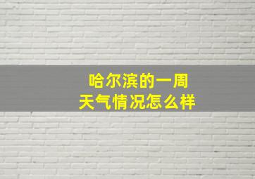 哈尔滨的一周天气情况怎么样