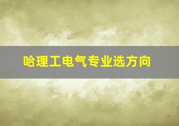 哈理工电气专业选方向