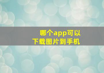 哪个app可以下载图片到手机