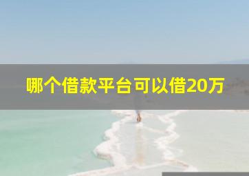 哪个借款平台可以借20万