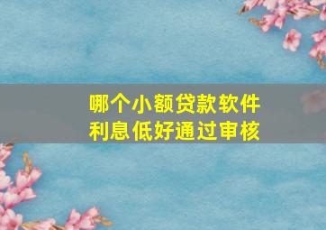 哪个小额贷款软件利息低好通过审核