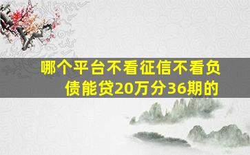 哪个平台不看征信不看负债能贷20万分36期的