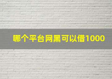 哪个平台网黑可以借1000