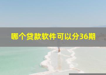 哪个贷款软件可以分36期